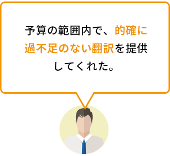 予算の範囲内で、的確に過不足のない翻訳を提供してくれた。